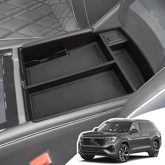 Center Console Organizer for 2025 2024 VW Atlas/Atlas Cross Sport, ABS Armrest Storage Box, Middle Console Tray Organize, Armrest Insert Container Pallet