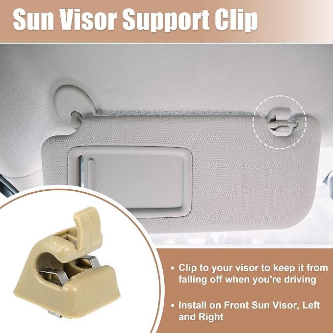 uxcell 2pcs Sun Visor Support Clip Retainer for Mercedes-Benz W201 190 Class 1982-1993 No.A12681000128412 Sun Visor Support Clip Holder Bracket Hanger Plastic Beige Anti Vibration