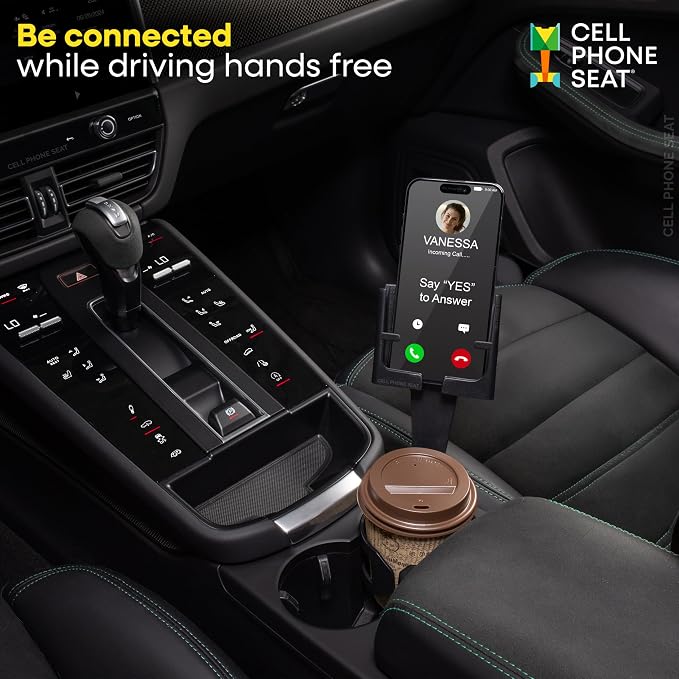 Phone Holders for Your Car, Cup Holder Phone Mount, Universal Adjustable Expander Cradle Hands-Free Driving - Compatible with All Smartphones Car Mount for iPhone Samsung Google Android Mobile Black
