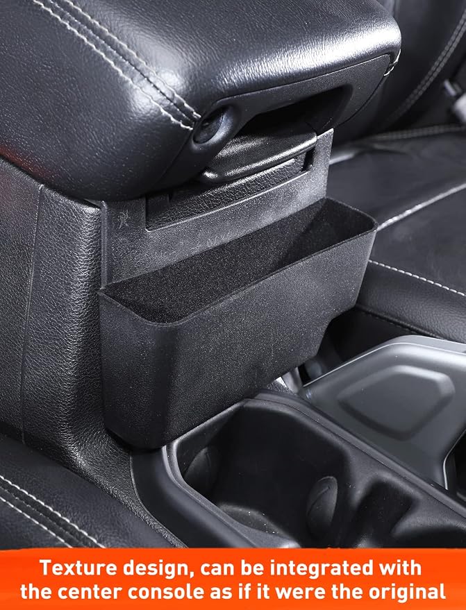 Savadicar Center Console Hanging Storage Organizer for 2018-2025 Jeep Wrangler JL JLU 4XE & Jeep Gladiator JT, Armrest ABS Tray with Microfiber for Reduce Noise, Interior Accessorise, Black