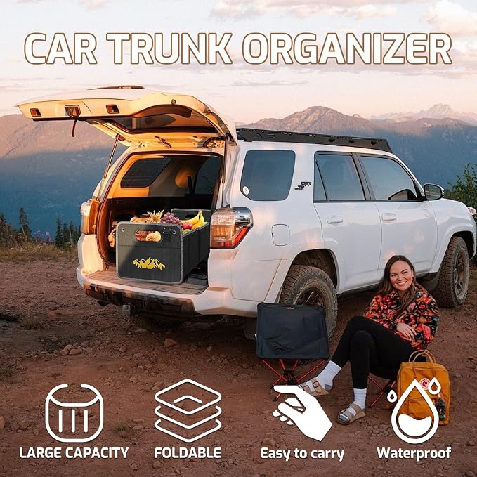 Car Trunk Organizer for Subaru Outback Crosstrek Forester Ascent Impreza WRX Legacy Accessories, Car Trunk SUV Accessories for Men & Women, 600D Oxford Polyester Trunk Storage Organizer Box (ORANGE)
