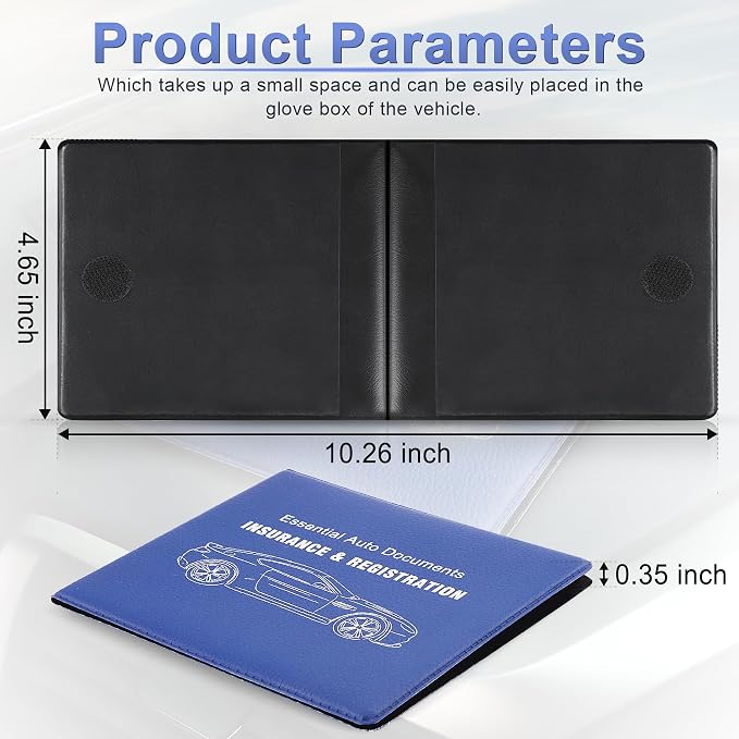 UYYE Car Registration and Insurance Card Holder, Vehicle Glove Box Car Organizer, Interior Car Accessories for Documents, Cards, License - 2 Pack