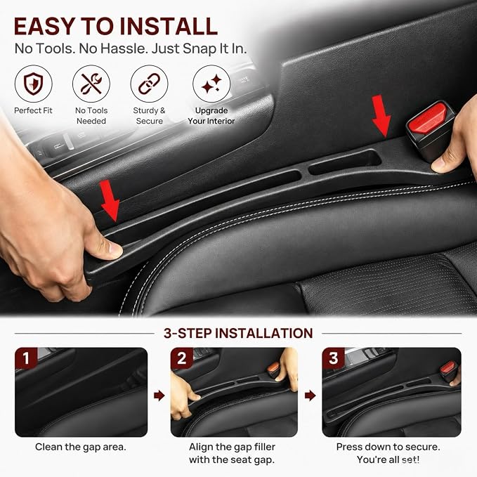 【Compatible with bmw】 Car Seat Gap Filler Compatible with bmw x1, x3, x5, Car Organizer Front Seat 2-in-1 Storage No-Drop Storage(2 Pack, Black)