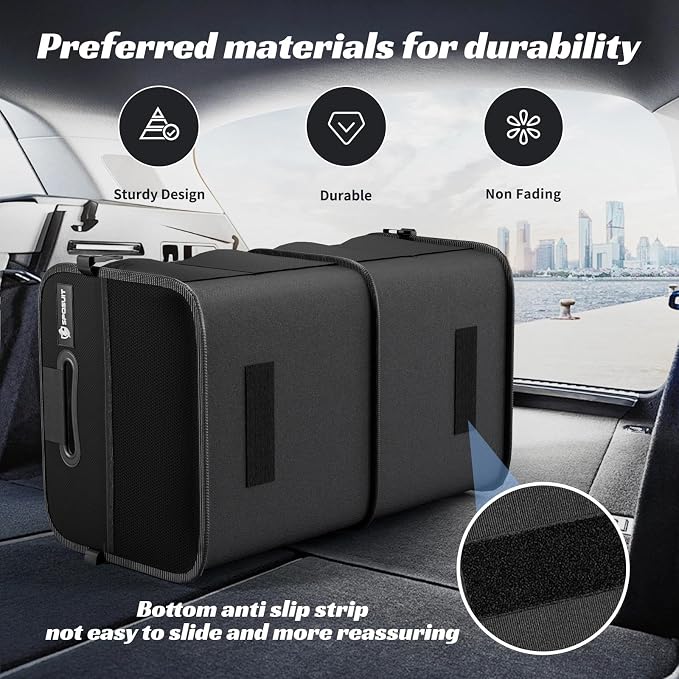 Sposuit Trunk Organizer for Car - 80L Collapsible Car Storage with 11 Pockets & Reinforced Handles, SUV Trunk Organizers for Grocery Cargo(Black)