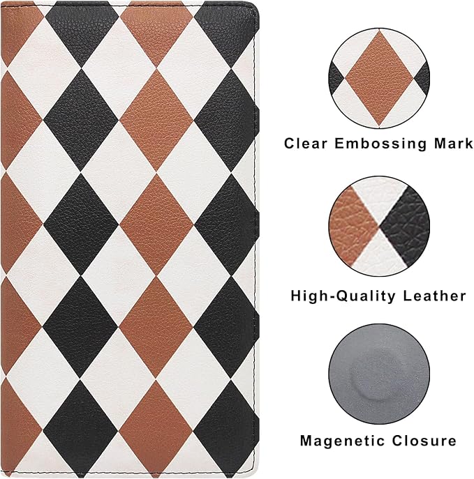 Car Registration and Insurance Holder, Premium Pu Leather Vehicle Glove Box Organizer - for Driver License, Cards & Essential Documents (L-Diamond pattern)