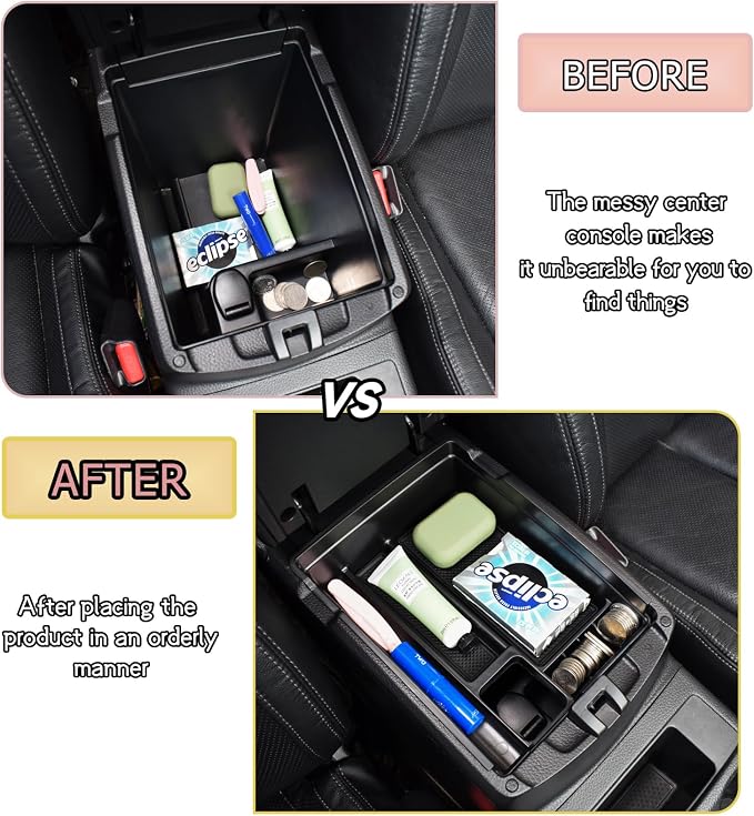 HGWEI Center Console Organizer Tray Compatible with Nissan Rogue 2014-2020 / Rogue Sport 2017-2022 / Murano 2015-2024 Interior Accessories Insert Armrest Storage Glove Box, Black
