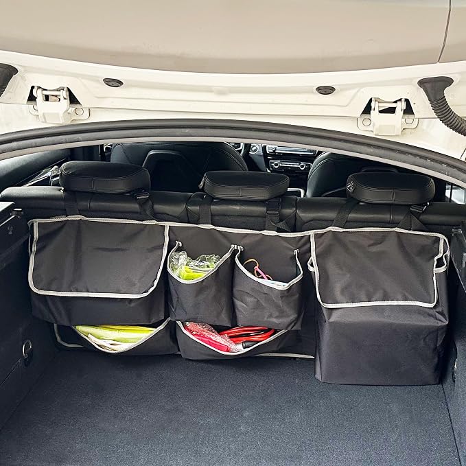 Car SUV Backseat Trunk Organizer Hanging Bag | 6 Nylon Fabric Pockets, Interior Storage Organizer Accessories, For SUV, Jeep, MPV, Space Saving Design