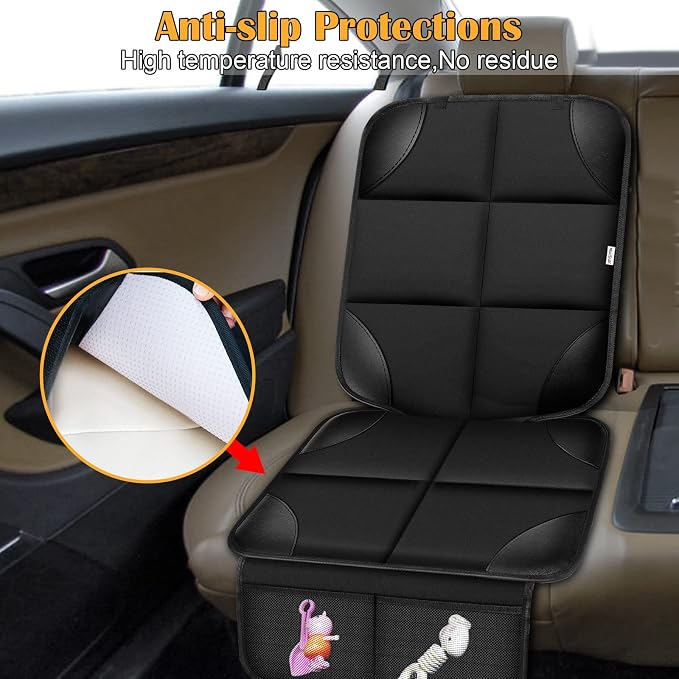 Meolsaek Kick Mats Back Seat Protector, Waterproof Oxford Seat Back Protector, Car Seat Back Protector for Kids, Back of Seat Protector for Kids Feet Car Seat (Black D -1 Set)
