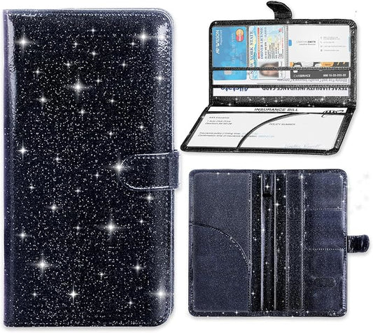 Car Registration and Insurance Card Holder, Document Holder for Cards, Driver Vehicle License Document Glove Box Compartment Organizer, Car Essentials For Women