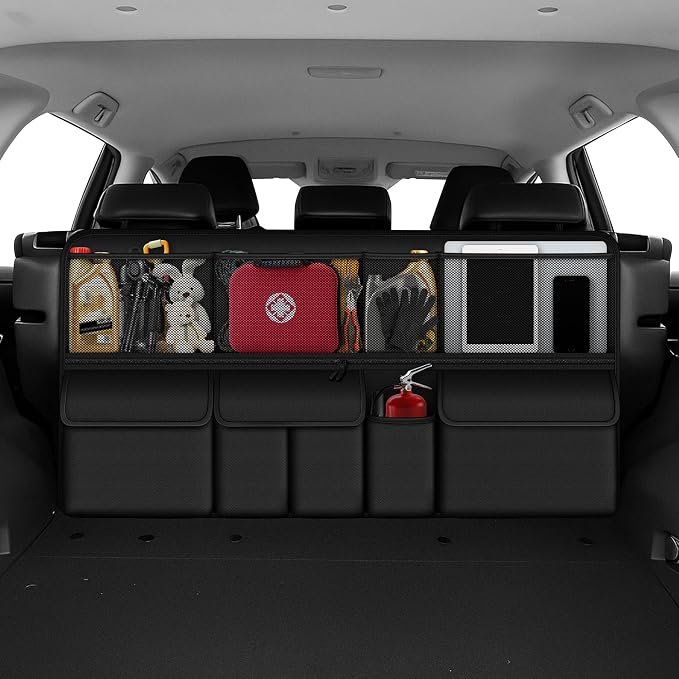 Hanging Car Trunk Organizer Fit For Toyota RAV4 Foldable Large Capacity 41.3x20 inch Backseat Trunk Organizers Storage, Car Accessories Interior, with Multi Pockets (Black)