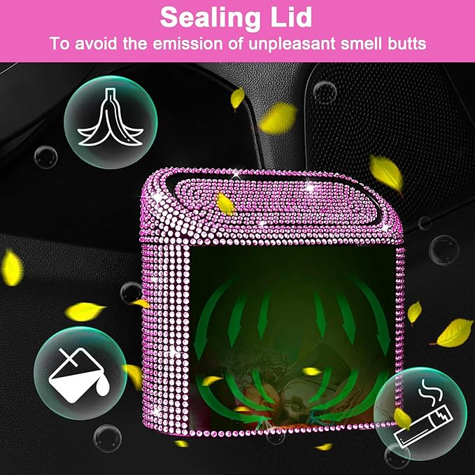 Accmor Car Trash Can with Lid, Mini Auto Dustbin Garbage Can, Car Accessories for Interior, Vehicle Can Garbage Bin with 30pcs Trash Bags, Multipurpose Organizers for Home, Office, Cars, SUV, Truck