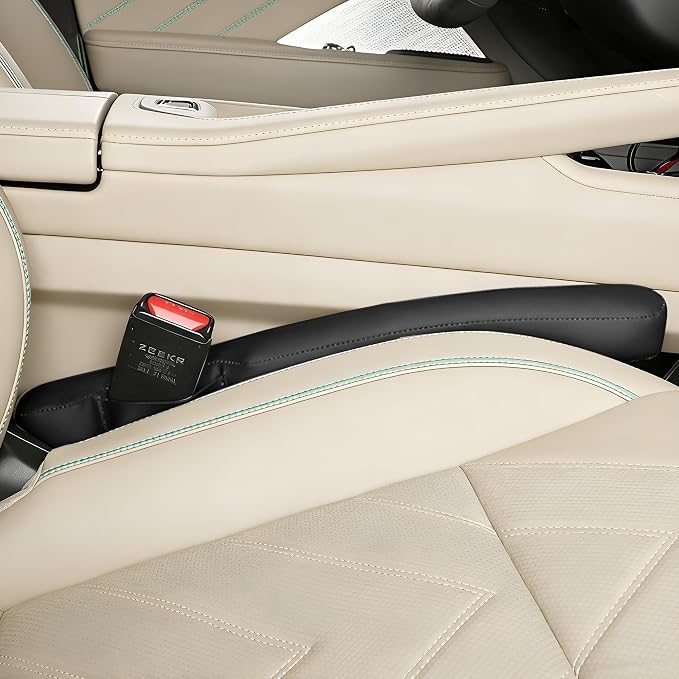 2PCS Car Seat Gap Filler, Soft Foam Automotive Organizer to Fill The Gap Between Seats Console Stop Things from Dropping, Vehicle Seat Side Gap Stopper, Universal for Truck SUV (Black)