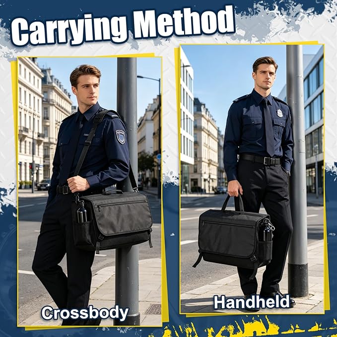 GDNasist Patrol Bag Law Enforcement, Car Front Seat Organizer, Police Duty Bag for Police Gear with 15.6" Laptop Storage, Molle Webbing, Multiple Compartment, Adjustable Straps