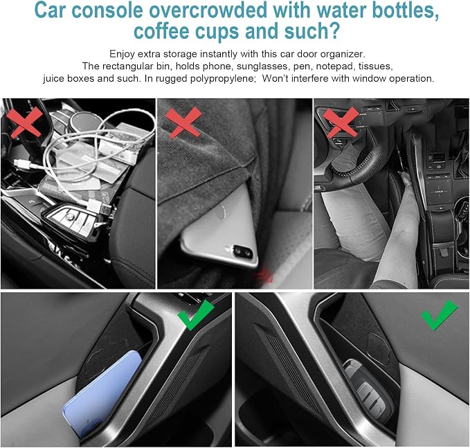CDEFG 4Pcs for 2026 Toyota RAV4 Center Console Organizer Door Handle Pockets Trash Can Storage Box for 2026 Toyota RAV4 (LE/SE/XLE Premium/Woodland/XSE/Limited) Accessories