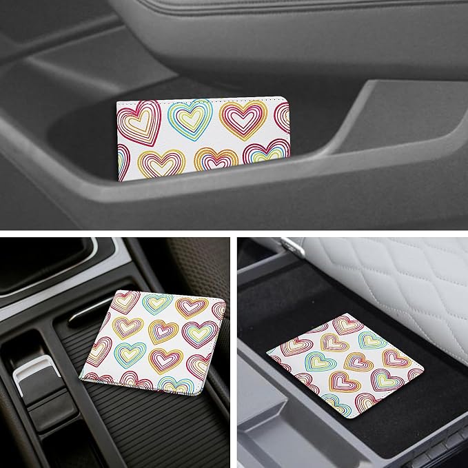 Car Registration and Insurance Holder, Premium Pu Leather Vehicle Glove Box Organizer - for Driver License, Cards & Essential Documents (S-Heart symbol)