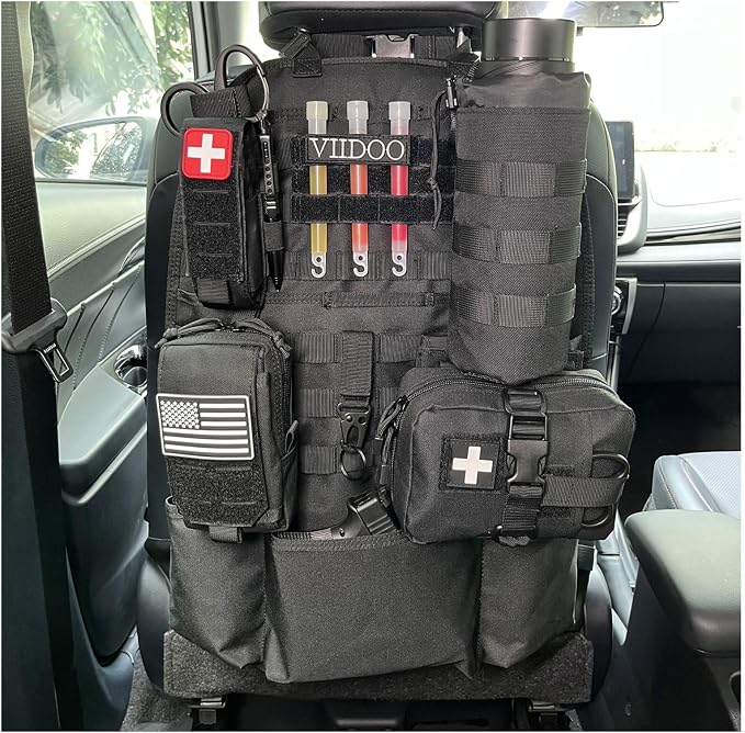 Upgrade 1000D Molle Seat Back Organizer with Pouches, Tactical Molle Vehicle Panel Car Seat Cover Protector Seat Back Organizers