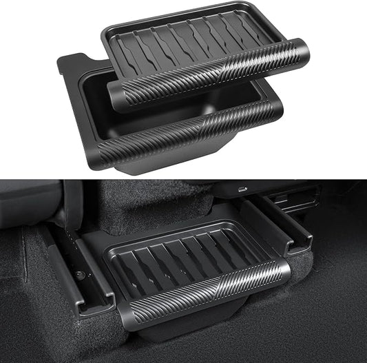2026 New Model Y Juniper Backseat Trash Can Organizer TPE Storage Box with Anti-Slip Lid Cover Underseat Storage Tray for 2025-2026 Tesla Model Y Juniper Accessories