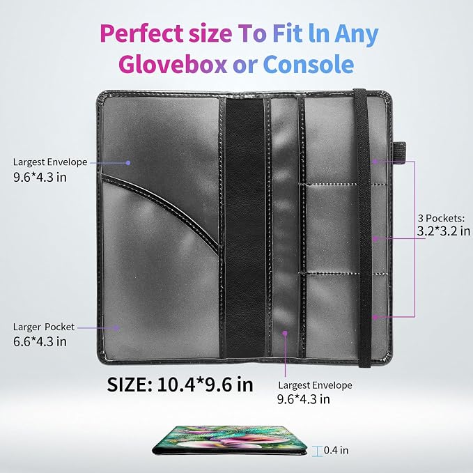 Car Registration and Insurance Holder,PU Leather Car License Document Insurance and Registration Card Holder Men Women Vehicle Glove Box Organizer Auto Accessories-Dragonfly On Calla Lilies Flowers