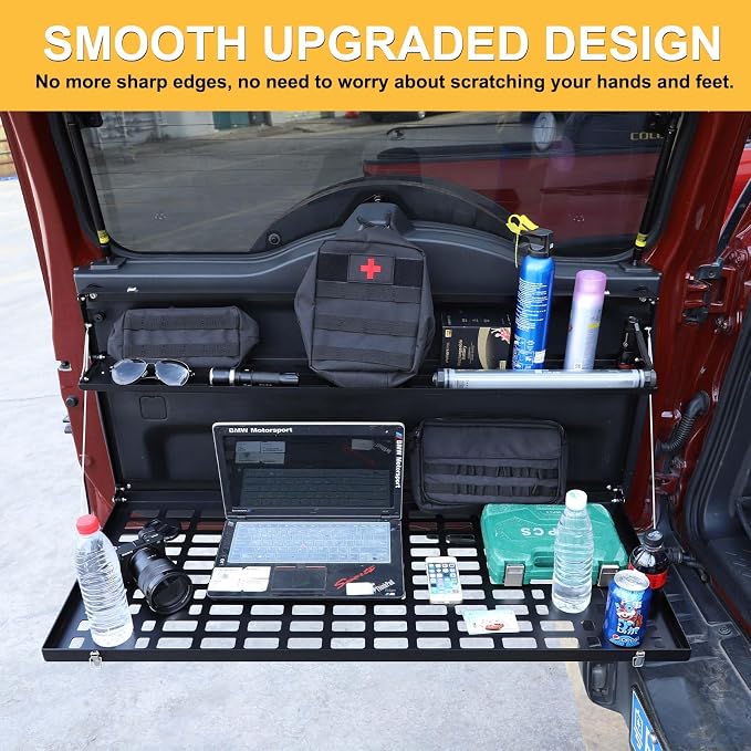 Tailgate Foldable Storage Holder for Toyota FJ Cruiser 2007-2021, Aluminum Alloy Interior Multifunctional Storage Rack Trunk Organizer Tray Shelf Accessories