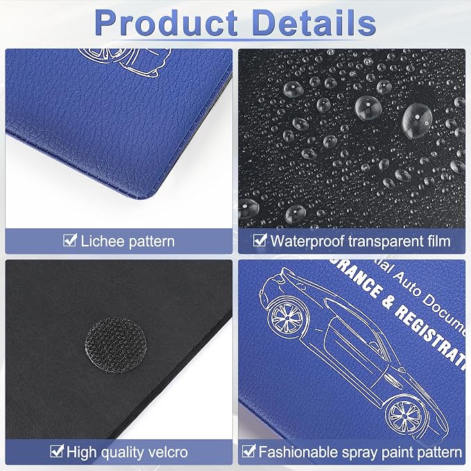 UYYE Car Registration and Insurance Card Holder, Vehicle Glove Box Car Organizer, Interior Car Accessories for Documents, Cards, License - 2 Pack