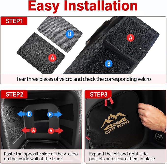 Trunk cubby storage bag Cargo side pocket compatible with Toyota RAV4 2019-2025 backpack organizer car trunk accessories (4x4Champagne Gold)
