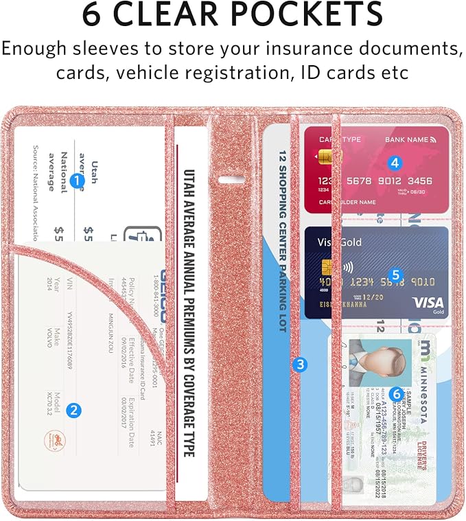 CoBak Car Registration and Insurance Holder - Vehicle Glove Box Car Organizer,Auto Truck Comparment Accessories Case with Magnetic Closure for Essential Document,Driver License,Cards