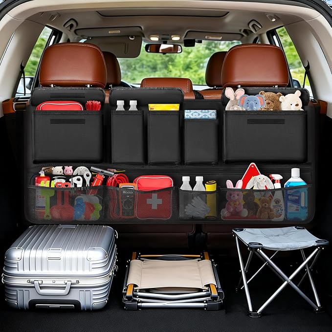 MoKo Trunk Organizer for SUV, Car Organizer with 10 Pockets Large Capacity & 3 Adjustable Straps for Easy Installation, Hanging Car Storage Universal Fit for Sedans, SUVs, MPVs, Trucks, 43.3 x 18.9in