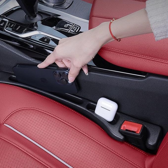 2Pcs Car Seat Gap Filler Organizer Compatible with Explorer, Soft Foam Seat Side Gap Filler with Storage Avoids Things Falling, Fill the Gap Between Seat and Console