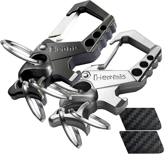 Hephis Skull Heavy Duty Key Chain,Car Emergency Escape Tool, Seat belt Cutter,Bottle Opener,Carabiner Car Key Chains