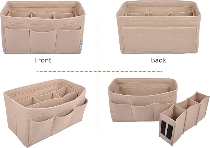 Vercord Felt Purse Organizer Handbag Insert Liner Shaper Bag in Bags for Speedy Neverfull Tote Beige Medium