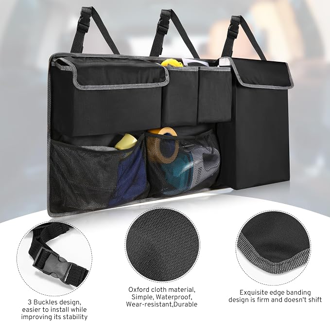 XHRING Car Trunk Organizer Storage Backseat Hanging Organizer Bag for Ford Bronco/Bronco Sport Escape Explorer Edge Expedition Ecosport 2/4 Door Sport Base Limited XL XLT SUV Accessories 2000-2026