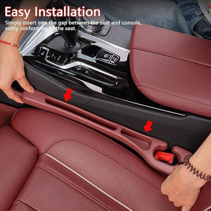 Car Seats Gap Filler Dual-Slot Car Seat Gap Organizer – with Belt Slot, Anti-Drop Gap Filler for Cars & SUVs – No More Lost Items, All Within Reach (2PCS)