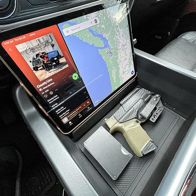 Center Console Organizer Compartment Cover Compatible with 2014-2018 Sierra/Silverado 1500 Accessories 2015-2019 Silverado/Sierra 2500 3500HD Insert Secret Pocket Lid Hidden Tray, Black