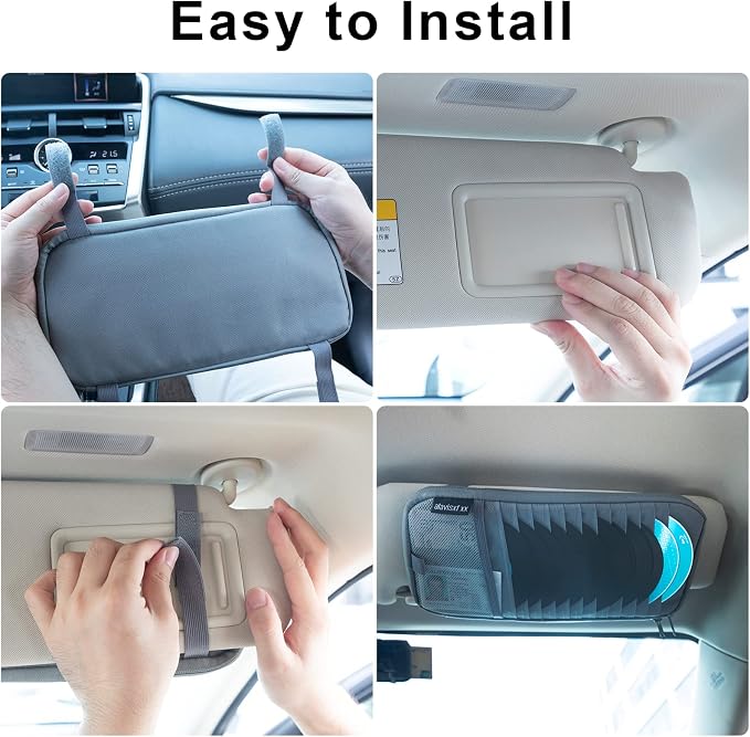 alavisxf xx Car CD Visor Holder, 12 Sleeves Organizer with Mesh Pocket | Durable Oxford Cloth, Holds 12 CDs/DVDs, 1 Pen Holder, 1 Back Inner Pocket, Disc Storage Organizer, Fits Most Vehicle Visors