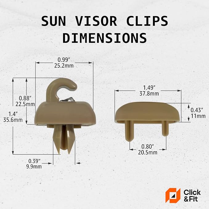 Click&Fit Beige Sun Visor Clips for Audi A1 A3 A4 A5 Q3 Q5 TT 8E0857562 | Fits for A4 Q5 A5 A3 A1 Q3 TT. Beige Pair, Sunvisor Holders, replaces 8U0857562A.