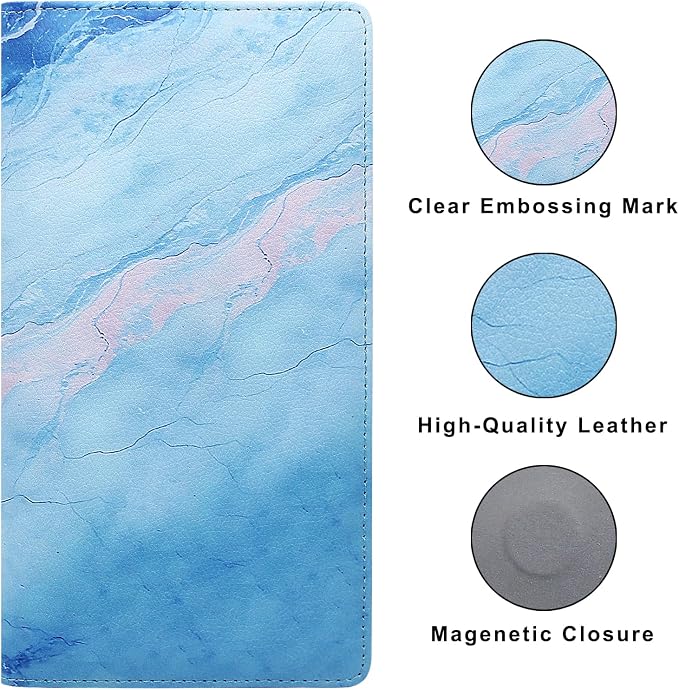 Car Registration and Insurance Holder, Premium Pu Leather Vehicle Glove Box Organizer - for Driver License, Cards & Essential Documents (L-Marble)