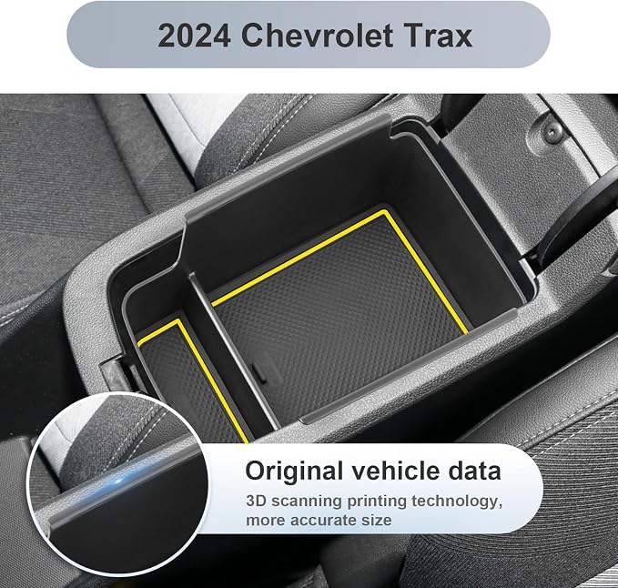 SKTU for 2024 2025 2026 Chevrolet Trax Center Console Organizer 2024 2025 2026 Chevy Trax Insert ABS Materials Tray Armrest Box 2024 2025 2026 Chevy Trax Accessories with Sunglasses Holder (Yellow)