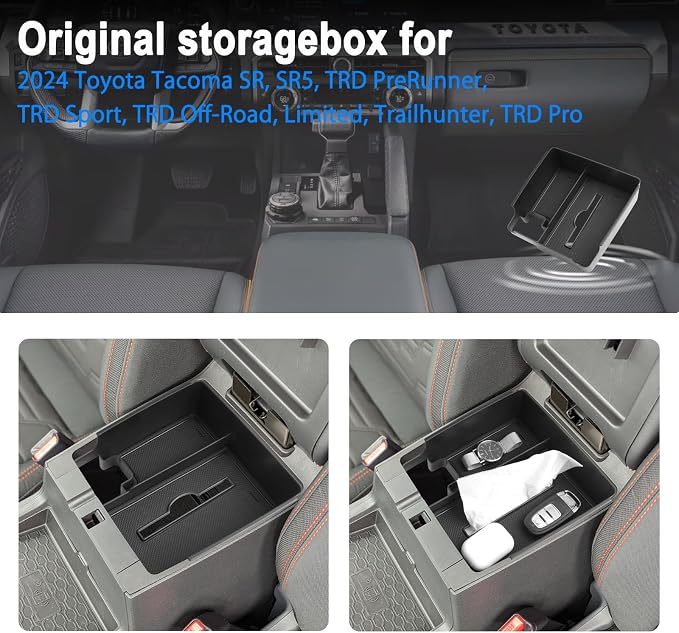 SHAOHAO for 2025 2026 Nissan Frontier Center Console Organizer Tray for 2022 2023 2024 2025 2026 Nissan Frontier Accessories Frontier (S, SV, Pro-X, Pro-4X, SL) Center Console Tray with Tissue Holder