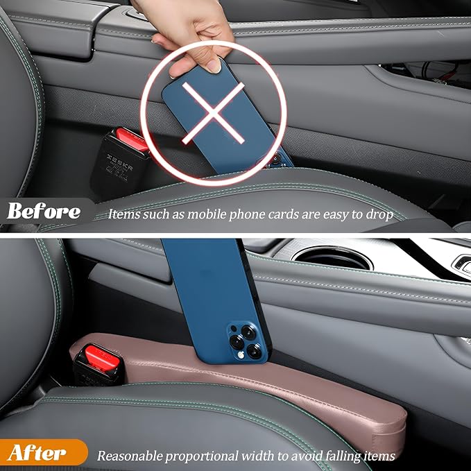 Car Seat Gap Filler, 2PCS Soft Foam Leather Vehicle Seat Crevice Blocker Stop Things from Dropping, Automotive No Drop Plug Guard Gap Stopper, Universal for Truck SUV RV (Pink)