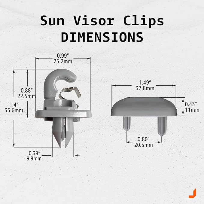 Click&Fit Sun Visor Clips for Audi A1 A3 A4 A5 Q3 Q5 TT 8U0857562A, Grey | Fits for A4 Q5 A5 A3 A1 Q3 TT. Grey Pair, Sunvisor Holders, replaces 8E0857562.