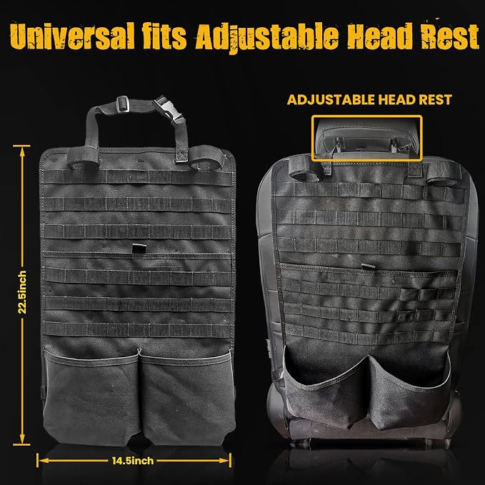 Tactical Car Seat Back Organizer, MOLLE Vehicle Seat Panel for Hunting Gear Storage, 1 Pack