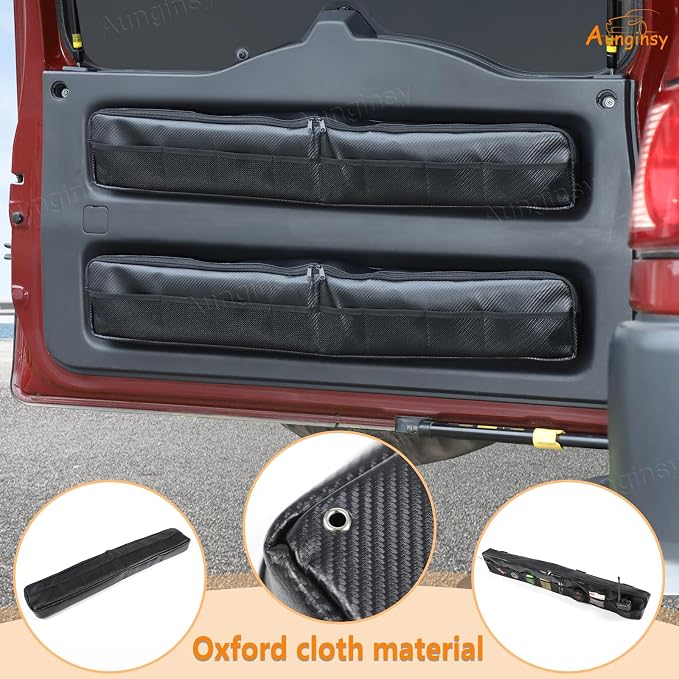 Aunginsy 2Pcs Trunk Organizer Compatible with Toyota FJ Cruiser 2007-2024+, Car Rear Tailgate Storage Bag Back Door Panel Storage Pocket Box Multi-Compartment Oxford Cloth Expansion Space Accessories