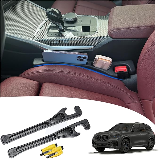 【Compatible with BMW 430i 3 5 Series】 Seat Gap Filler,No Drop Seat Guard Compatible with BMW 430i 3 5 i5 Series,Drop Seat Guards for Cars(2Pcs),Emergency Keychain Car Escape Tool(2Pcs)
