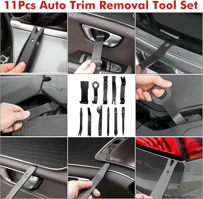 GLK 248pcs Trim Removal Tool, Pry Tool, Door Panel Radio/Stereo Terminal Removal Tool Kit, Fasteners Remover, with Car Retainer Bumper Clips,Automotive Hook Set, Black