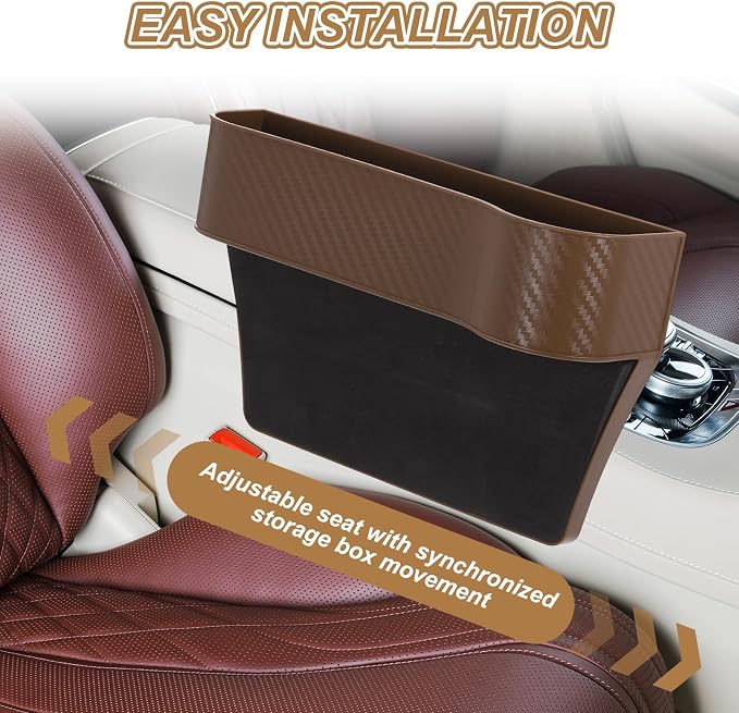 HARFINGTON 2pcs Car Seat Gap Filler Organizer 10.2 x 6.5 x 2.4 Inch ABS Universal Car Organizer Storage Box Between Seat and Console (Left+Right) with Cup Holders for Phone Keys, Black