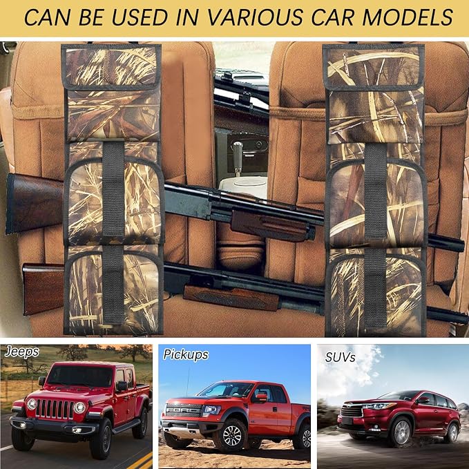 Car Seat Back Gun Rack, 2 Pack Automotive Truck Racks for Hunting Gear, Seat Back Gun Sling Holder with Storage Pockets for Truck SUV