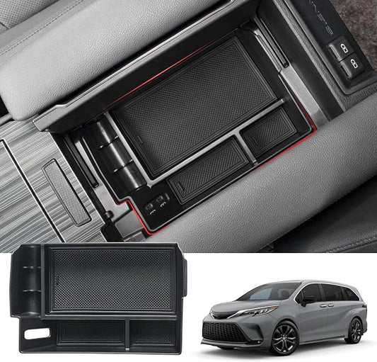 JYCDC Center Console Organizer Tray Compatible with 2021-2026 Toyota Sienna,Armrest Box Secondary Storage Tray Coin Container ABS Plastic