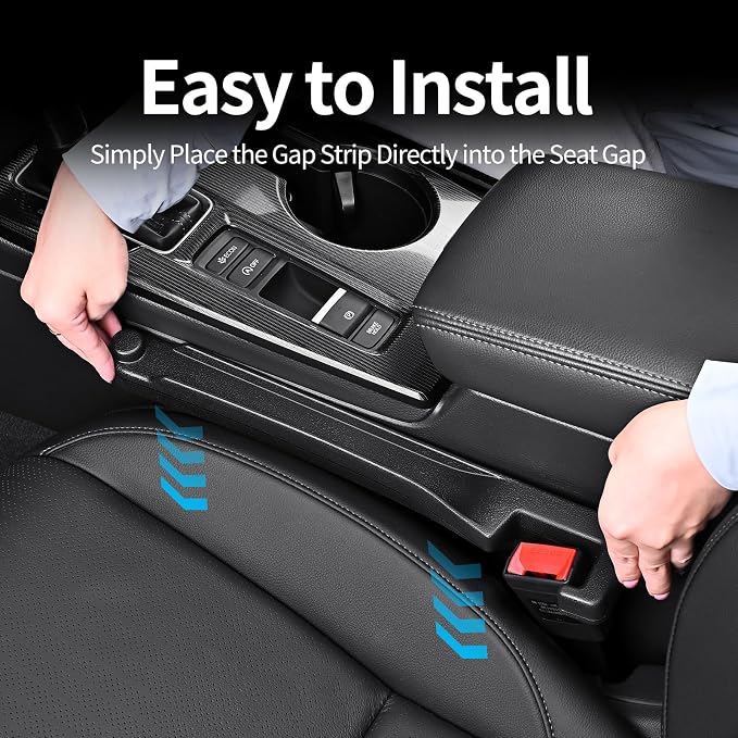 Car Seat Gap Filler with Hook, Car Organizers and Storage with Phone Holder, Car Seat Accessories, Car Organizer Fit Sedan SUV Truck-2PCS Black