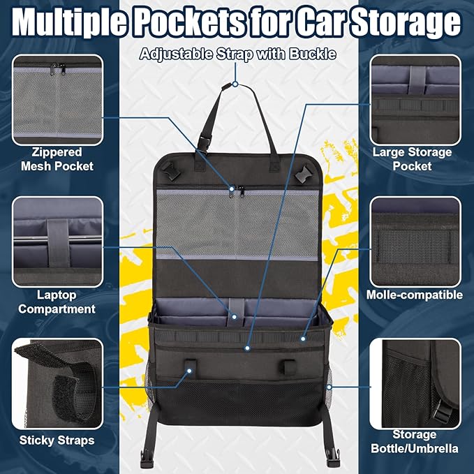 GDNasist Patrol Bag Law Enforcement, Car Front Seat Organizer, Police Duty Bag for Police Gear with 15.6" Laptop Storage, Molle Webbing, Multiple Compartment, Adjustable Straps