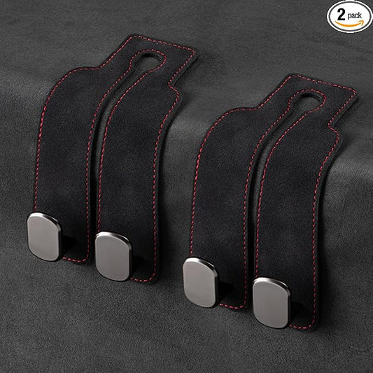 Amelity Universal Car Headrest Hooks, Women’s Car Interior Accessories for Purses Handbags Grocery & Backpacks, Black 2 Pack